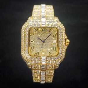 Luxury Original Brand Men Watch Fashion Bling Diamond Inlay Square Wristwatch Hip Hop Iced Out Man Jewelry Clock Dropshipping